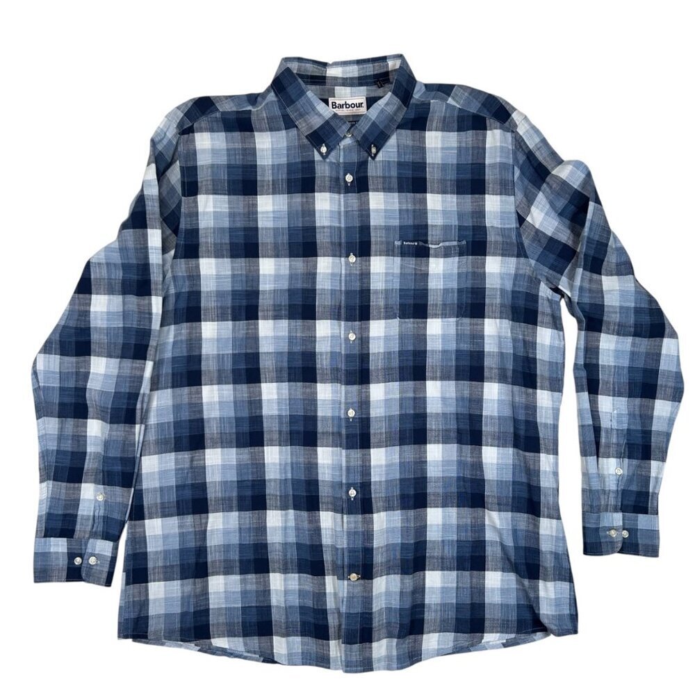 Barbour Hillroad Tailored Long Sleeve Men Shirt Gingham Checkered Outdoors